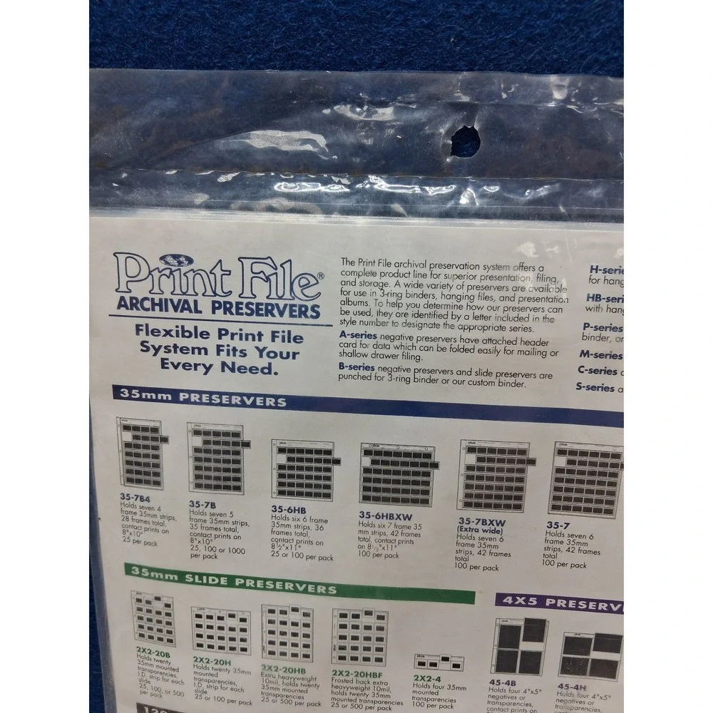 Print File 35mm Archival Negative Preservers Clear 25 Pack 357B Binder Sleeves